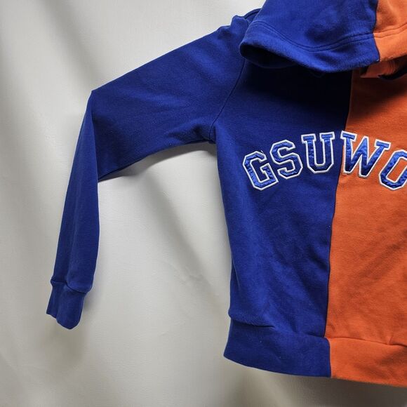 GSUWOO Orange Blue Ruched Set XS – Hoodie Joggers Streetwear Colorblock Outfit - Picture 4 of 16